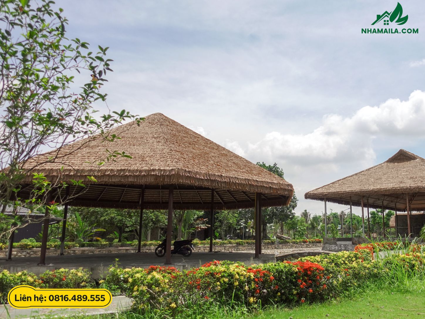 [Thường Tín - Hà Nội] Lợp rơm nhân tạo cho chòi bát giác cực đẳng cấp